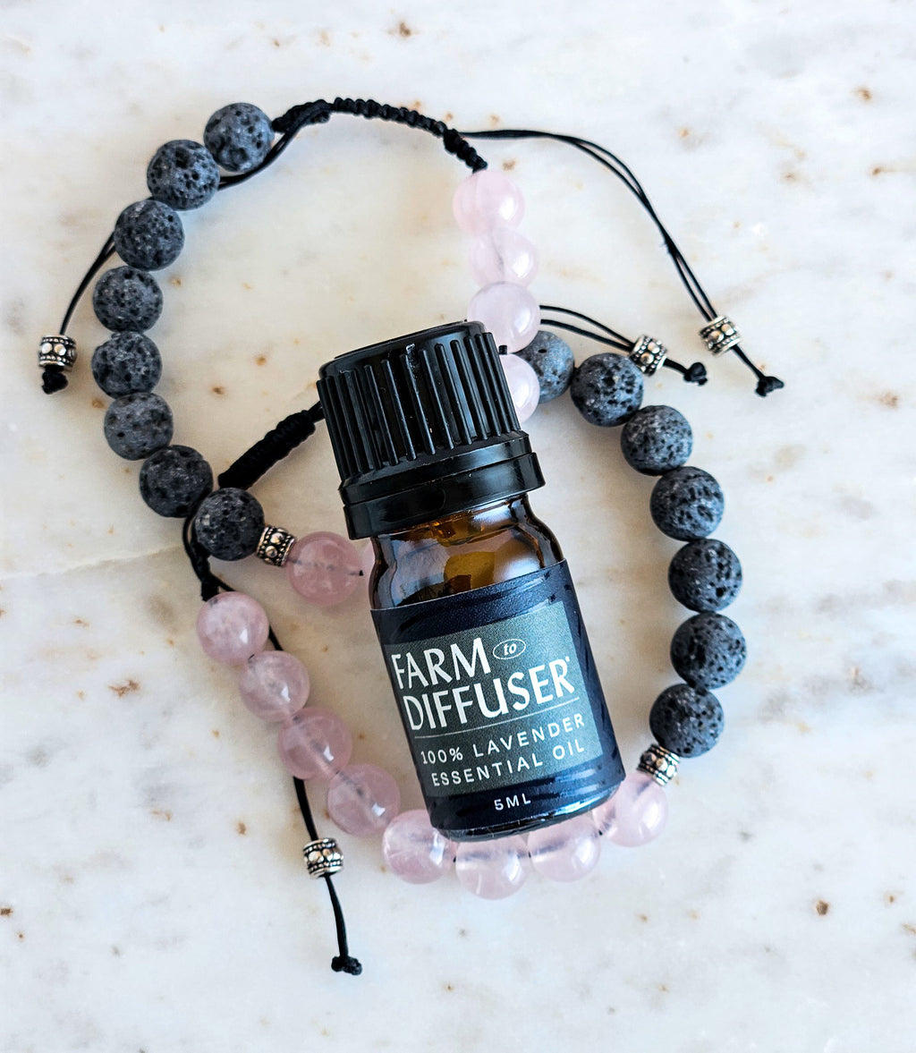 Lava Stone Aromatherapy Bracelet + Lavender Essential Oil | Wearable Diffuser
