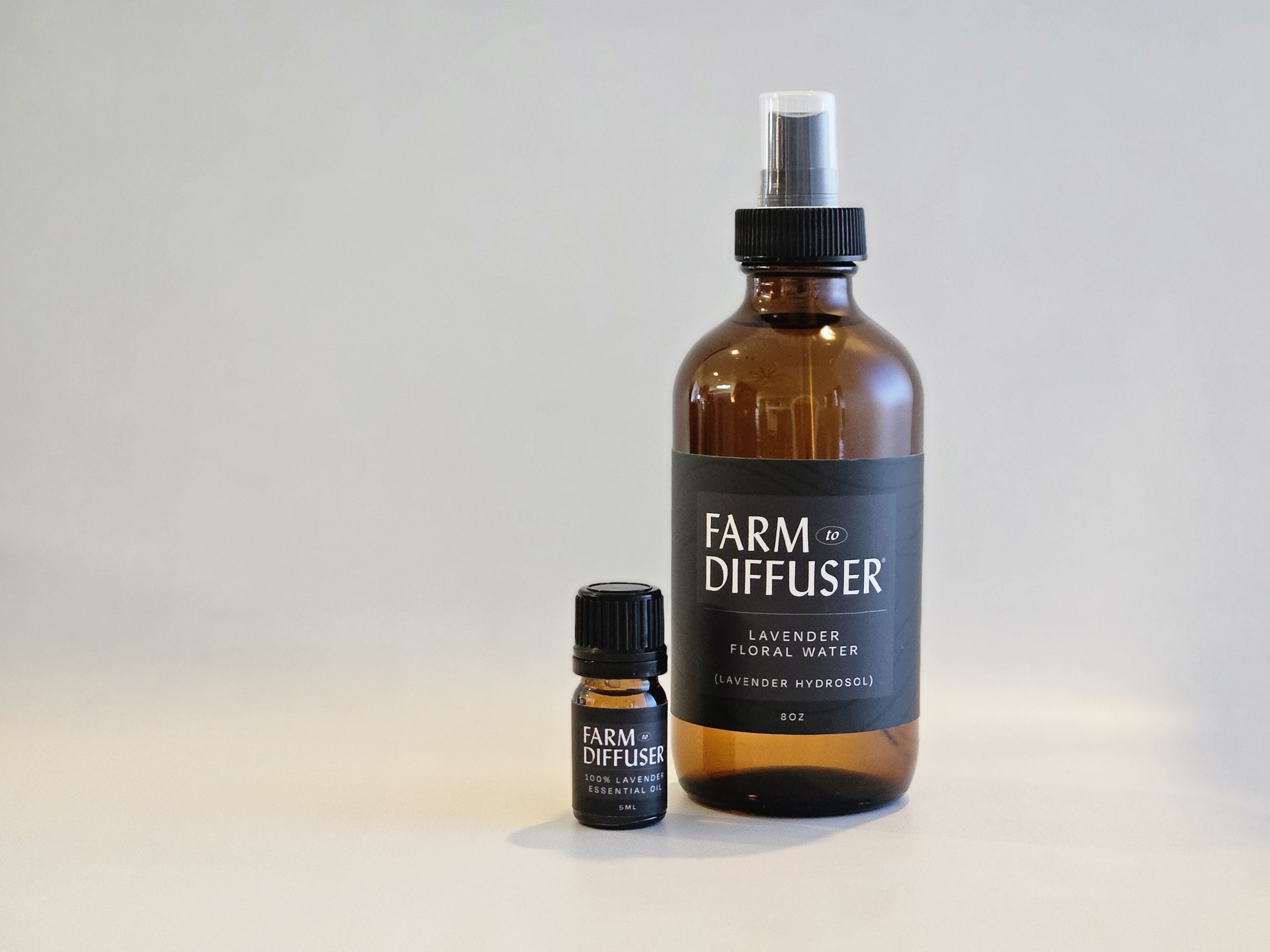 Lavender Essential Oil and Lavender Floral Water from Farm to Diffuser, sold together in one bundle.