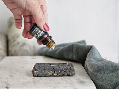 Volcanic Stone Shower Diffuser + Farm-Grown Lavender Essential Oil | No Synthetic Fragrance, No Baking Soda, No Plastic | Farm to Diffuser