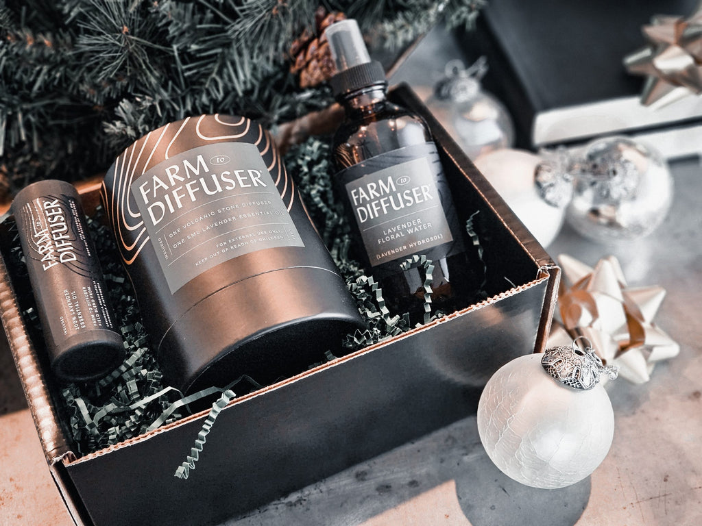 lava rock and lavender essential oil holiday gift box lavender hydrosol