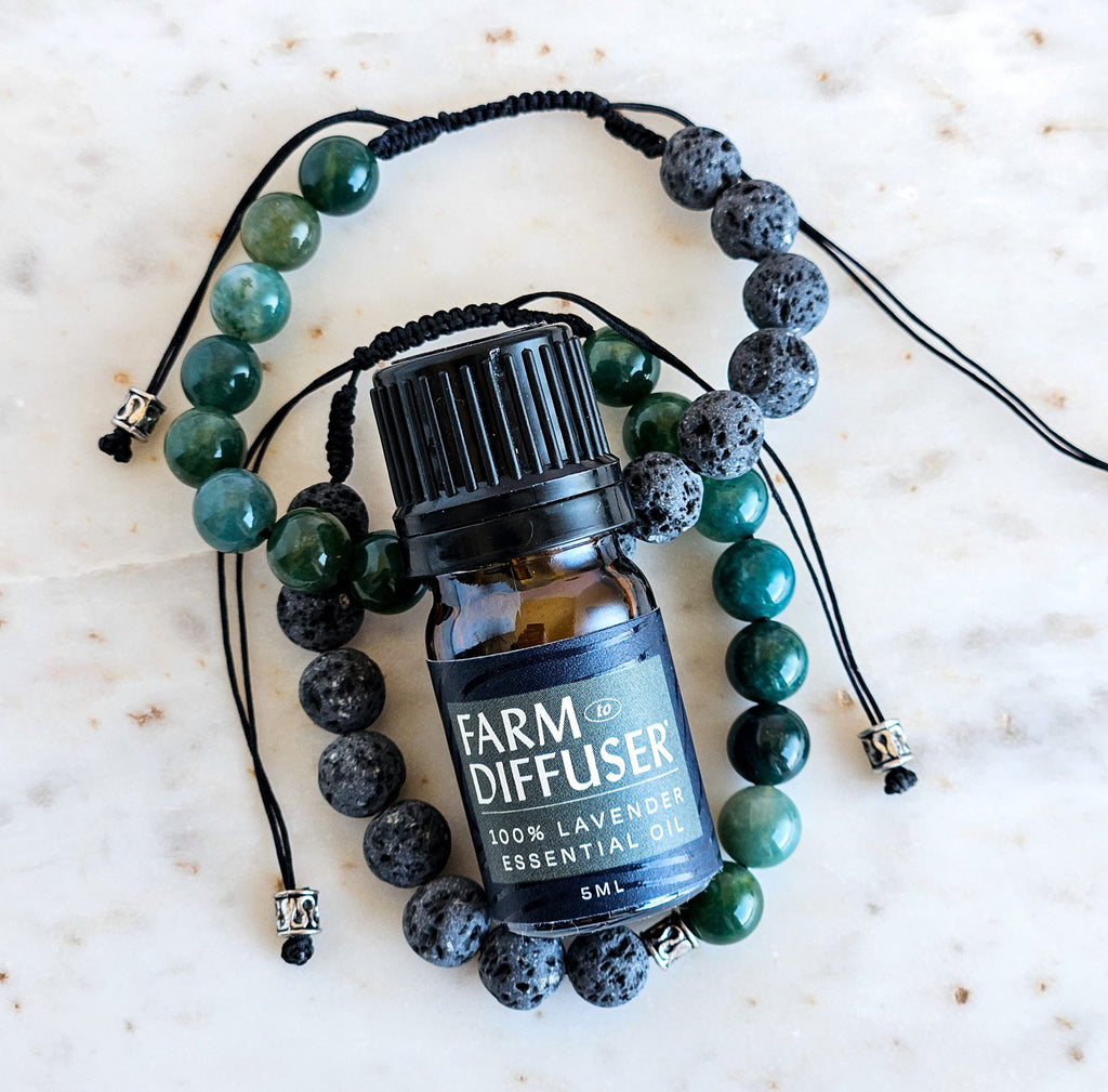 Lava Stone Aromatherapy Bracelet + Lavender Essential Oil | Wearable Diffuser