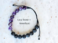 Lava Stone Amethyst diffuser bead bracelet with lavender essential oil