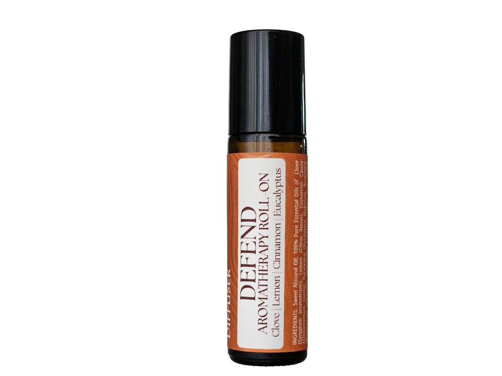 DEFEND aromatherapy roll-on with clove eucalyptus rosemary white sage in sweet almond oil | Farm to Diffuser