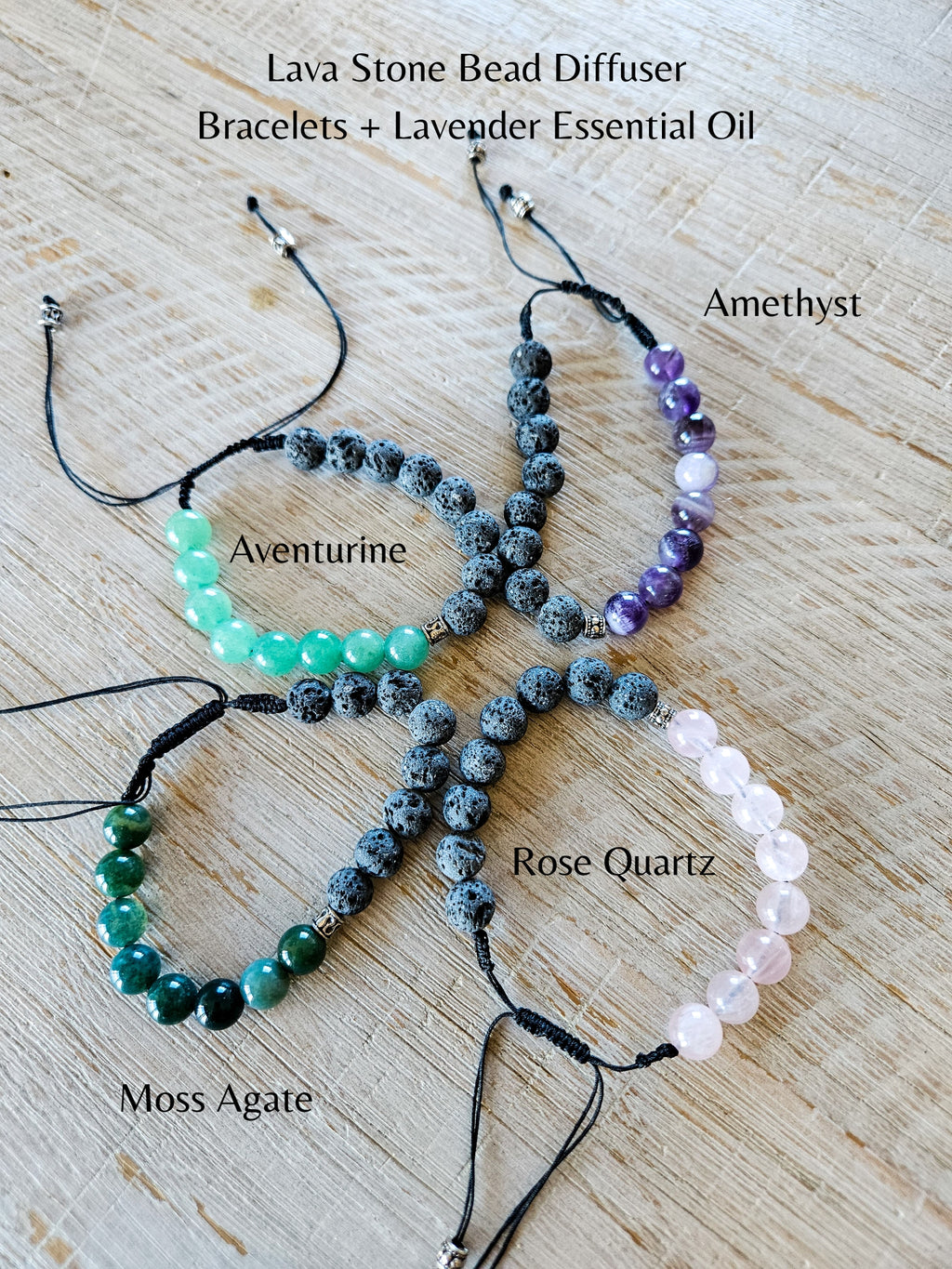 Lava Stone Aromatherapy Bracelet + Lavender Essential Oil | Wearable Diffuser