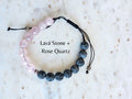 lava stone and rose quartz diffuser bracelet, adjustable band and lavender essential oil