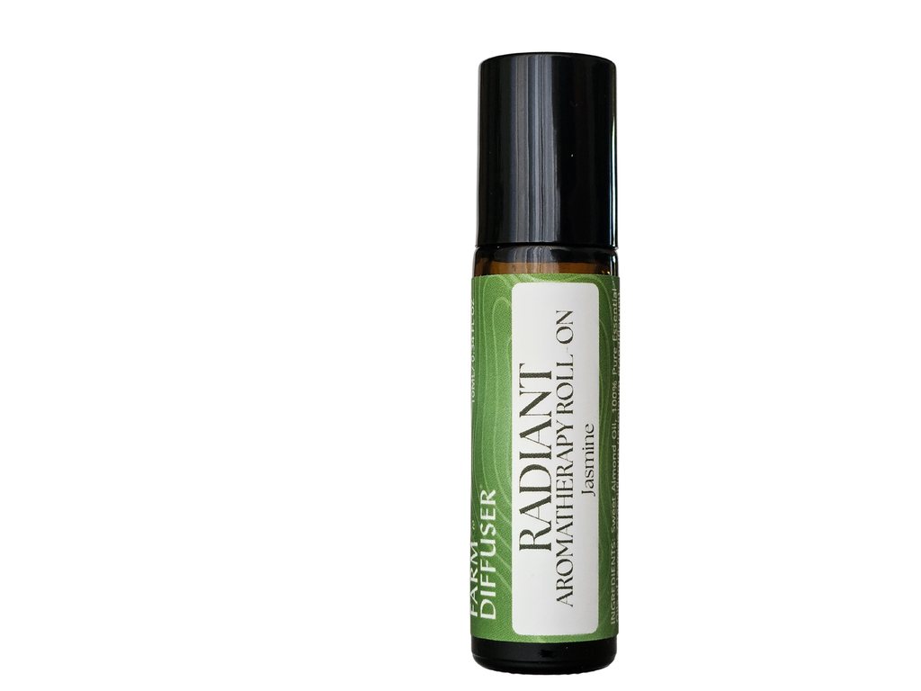 RADIANT aromatherapy roll-on with jasmine grandiflorum and jasmine sambac absolutes from India | Farm to Diffuser