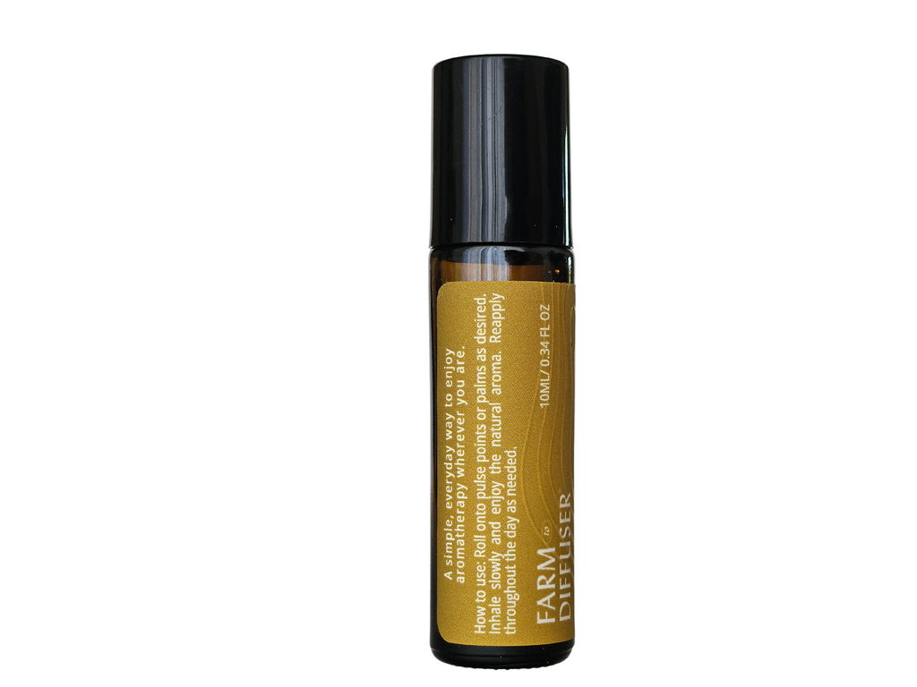 RENEW aromatherapy roll-on with frankincense rosewood bergamot mandarin in sweet almond oil | Farm to Diffuser