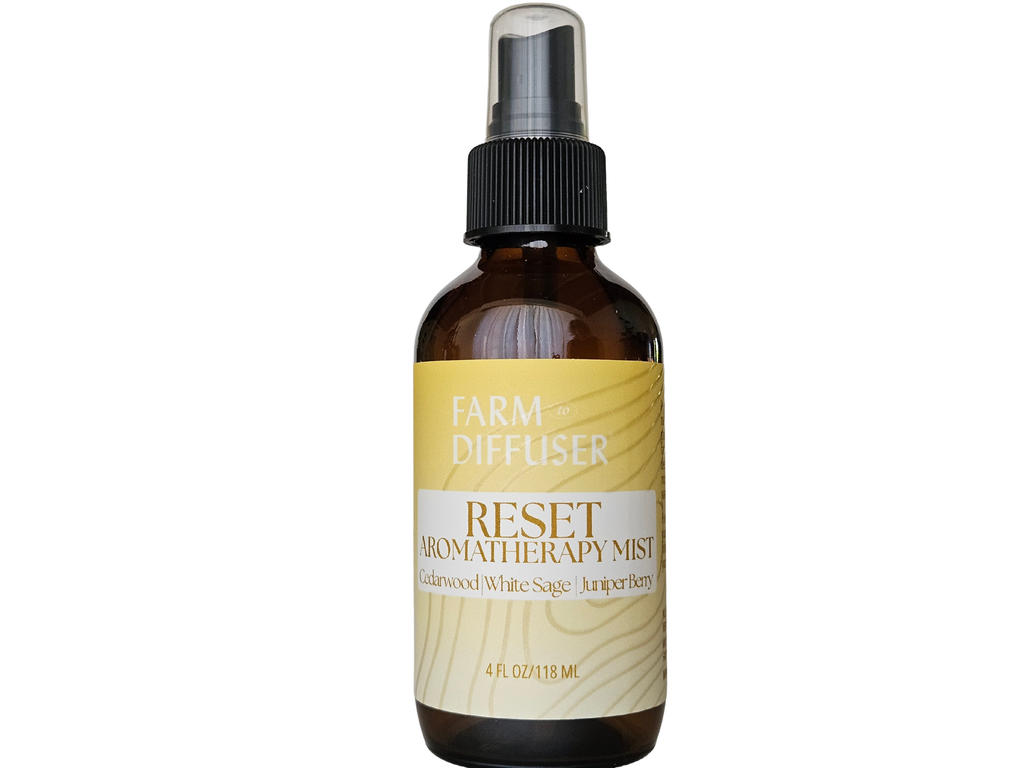 RESET aromatic mist with juniper Virginian cedarwood cultivated white sage | Farm to Diffuser